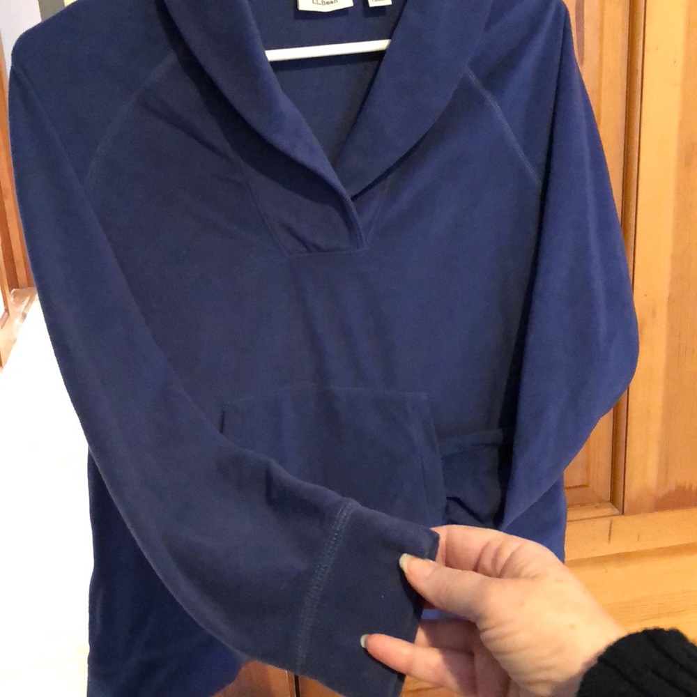 LL Bean Fleece Comfy Cowl Neck, Sz SP Blue - Picture 4 of 6